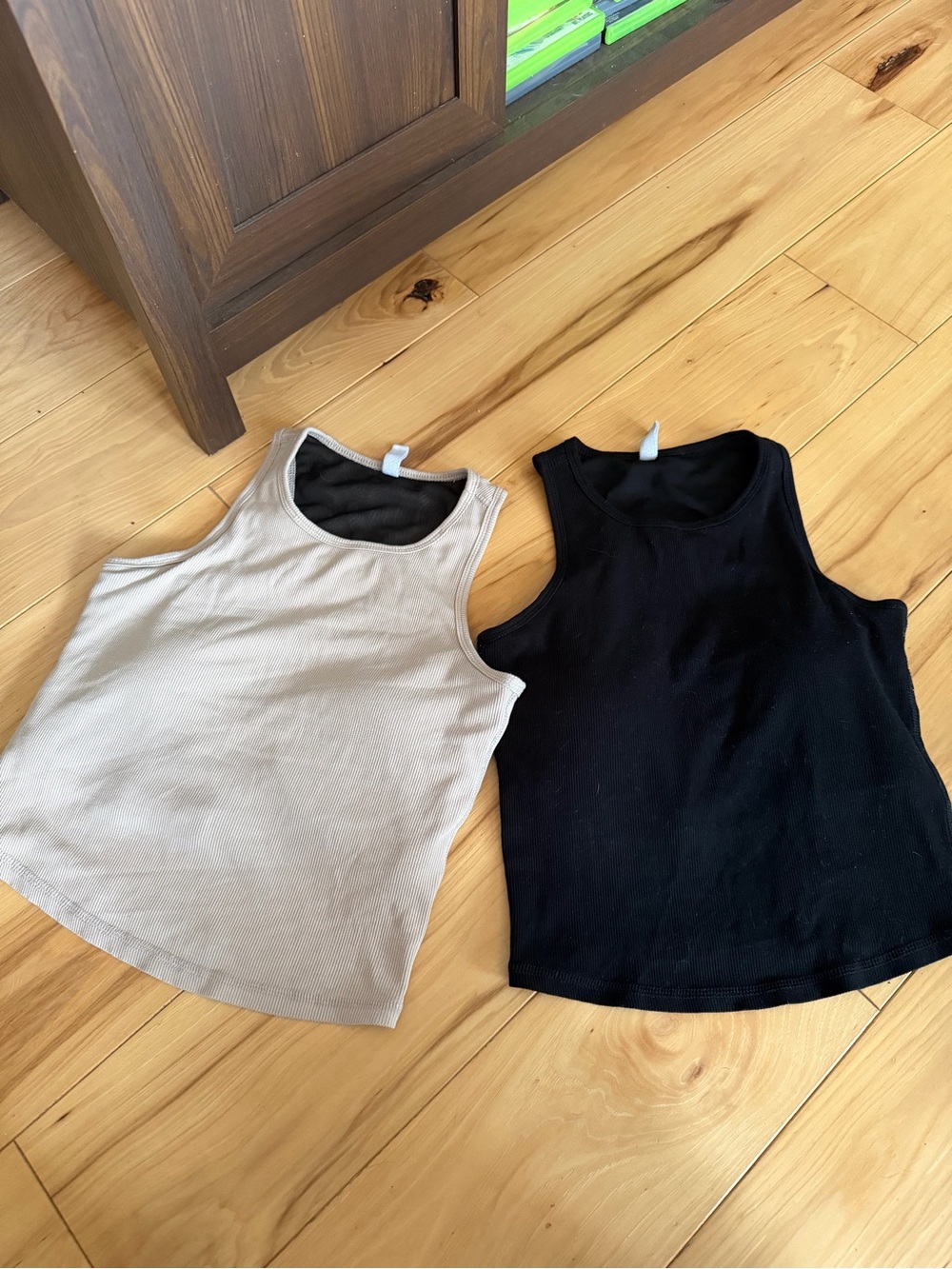 Wishlist Ribbed Tank Top - Beige & Black Trim
